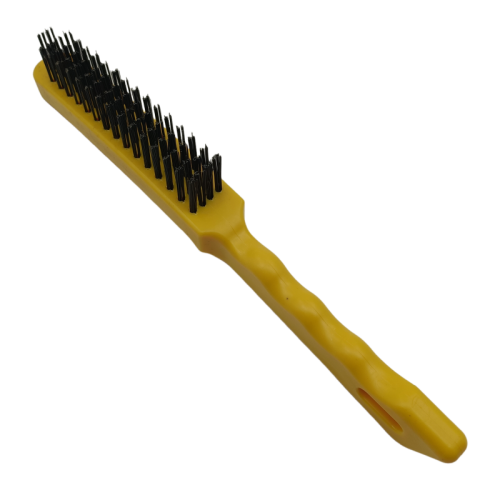 High Quality Carbon Steel Wire Brush for Cleaning Yellow Plastic Handle Feature Image